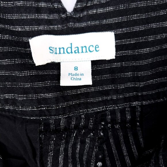 Sundance Amelia Linen Blend Pinstripe Black Trouser Pants Size 8 Pleated - Picture 12 of 16